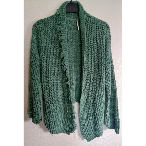 Free People Sweaters - Free People I'll Be Around Silk Blend Boho Cardigan Cozy Green Oversized Small